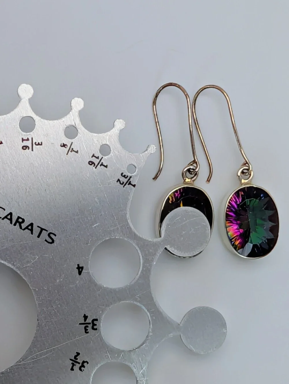 Large Mystic Topaz Oval S925 Sterling Silver Gemstone Dangle Earrings